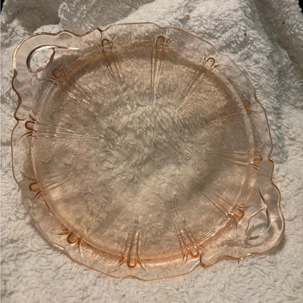 Elegant Pink Glass Serving Tray